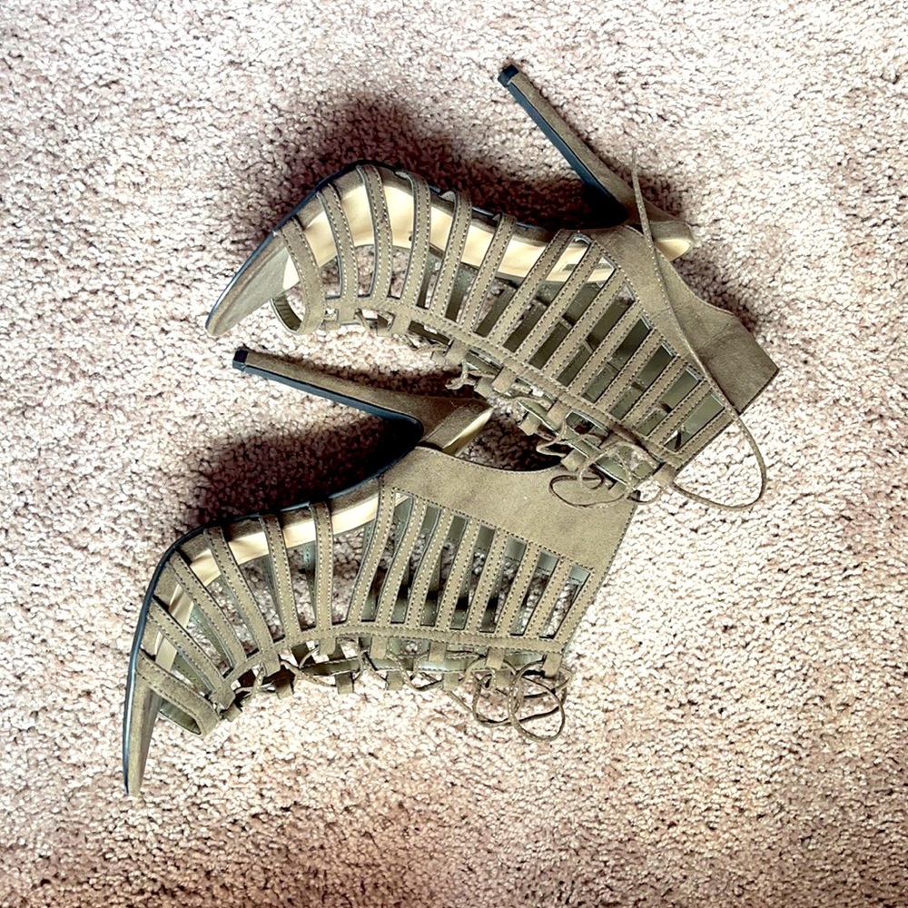 Forever 21 Olive Lace Up Heels